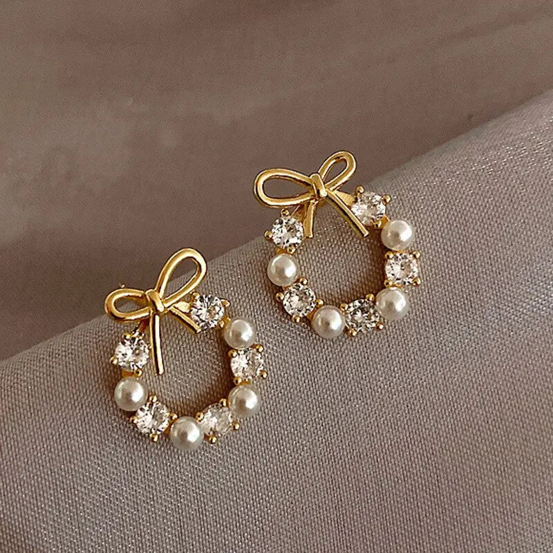 Round Bow Knot Earrings