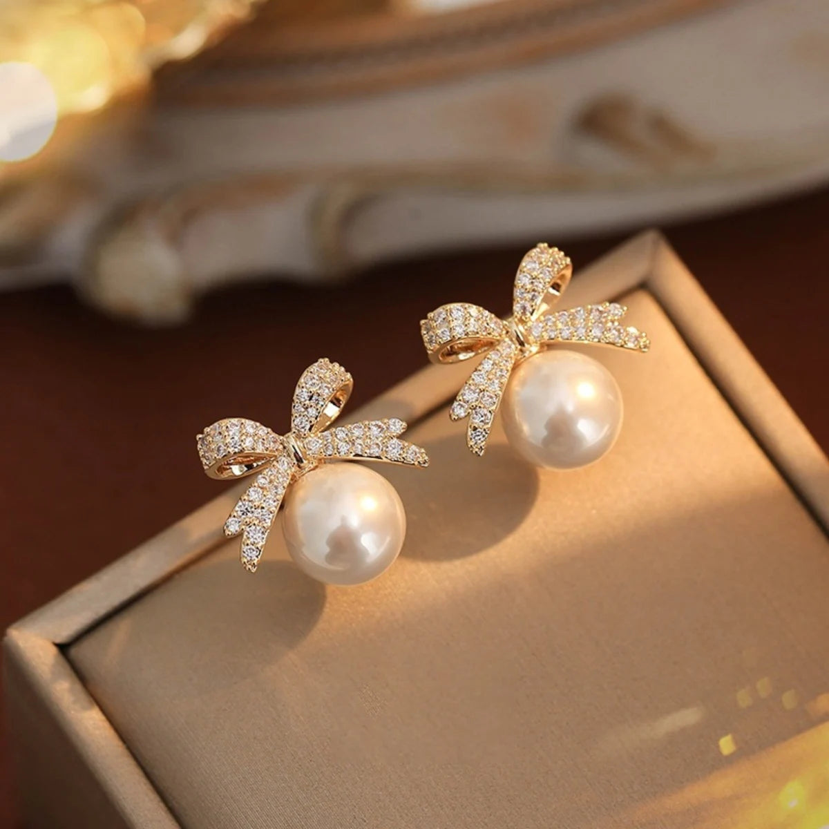 Diamond Pearl Earrings