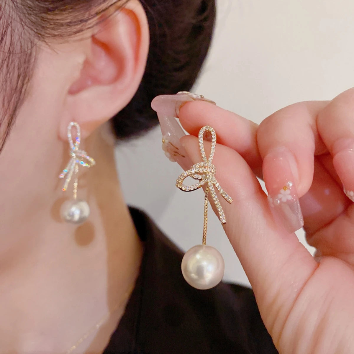 Diamond Pearl Earrings