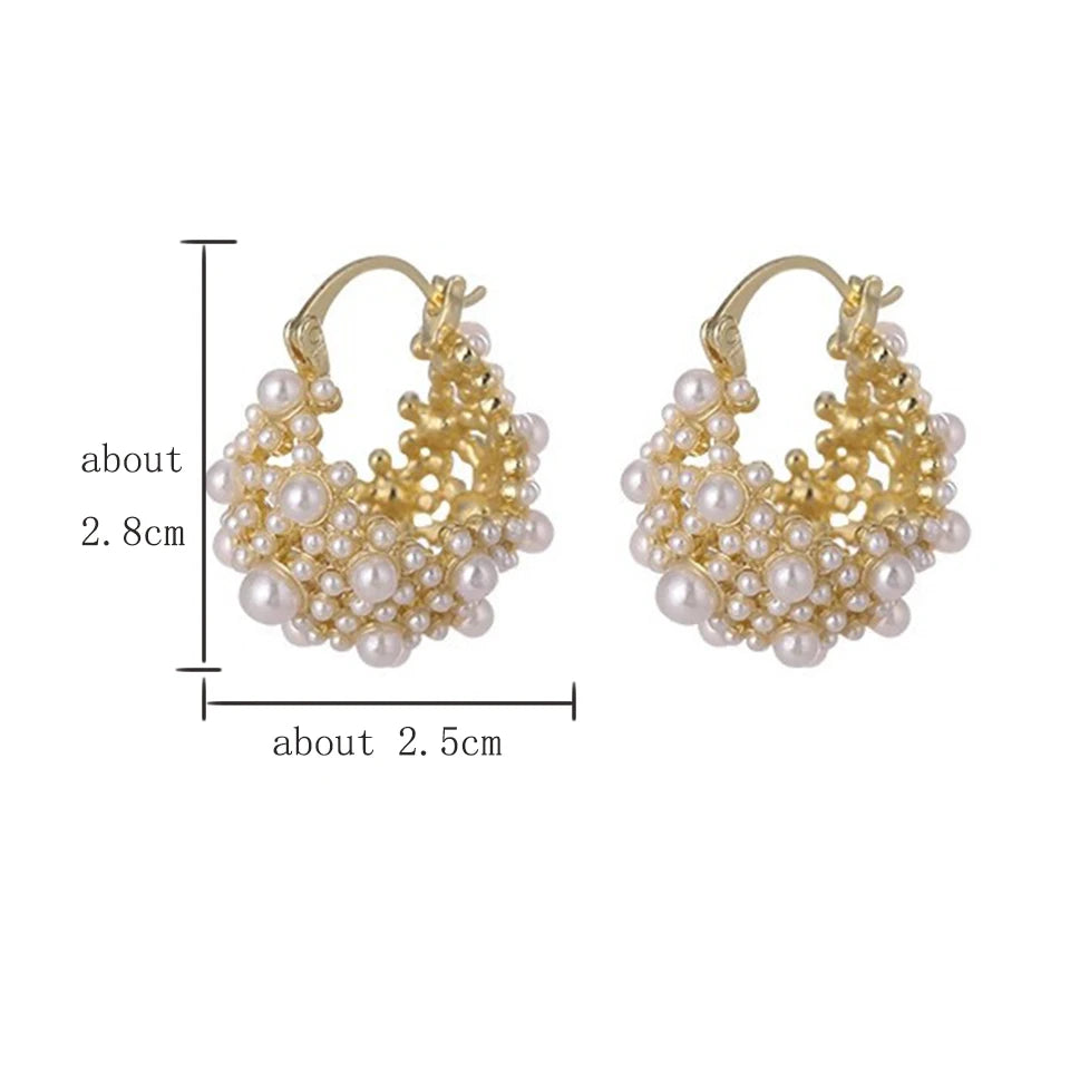 ZAKOL Irregular Metal Pearl Earrings European American Style